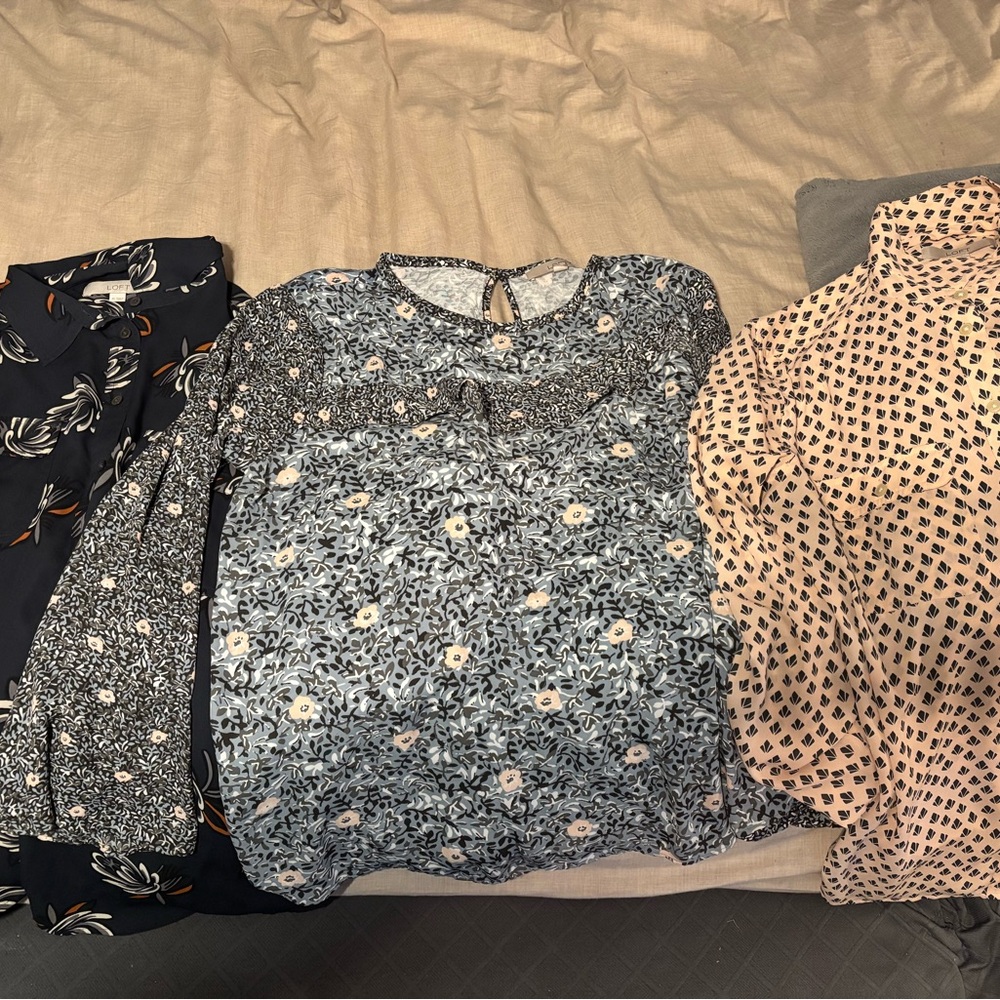 LOFT Chiffon Floral and Patterned Blouses Set